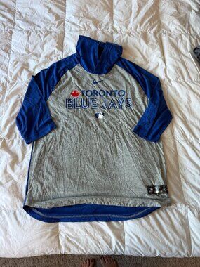 Toronto Blue Jays 3/4 length sleeve Authentic Nike MLB Tee with Hood